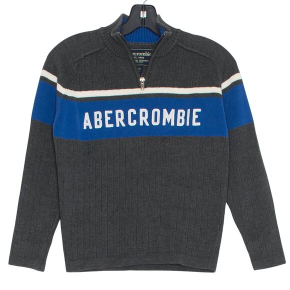 Abercrombie & Fitch Boys 1/4 Zip Pullover Y2K Preppy Logo Retro Casual Medium - Picture 1 of 5